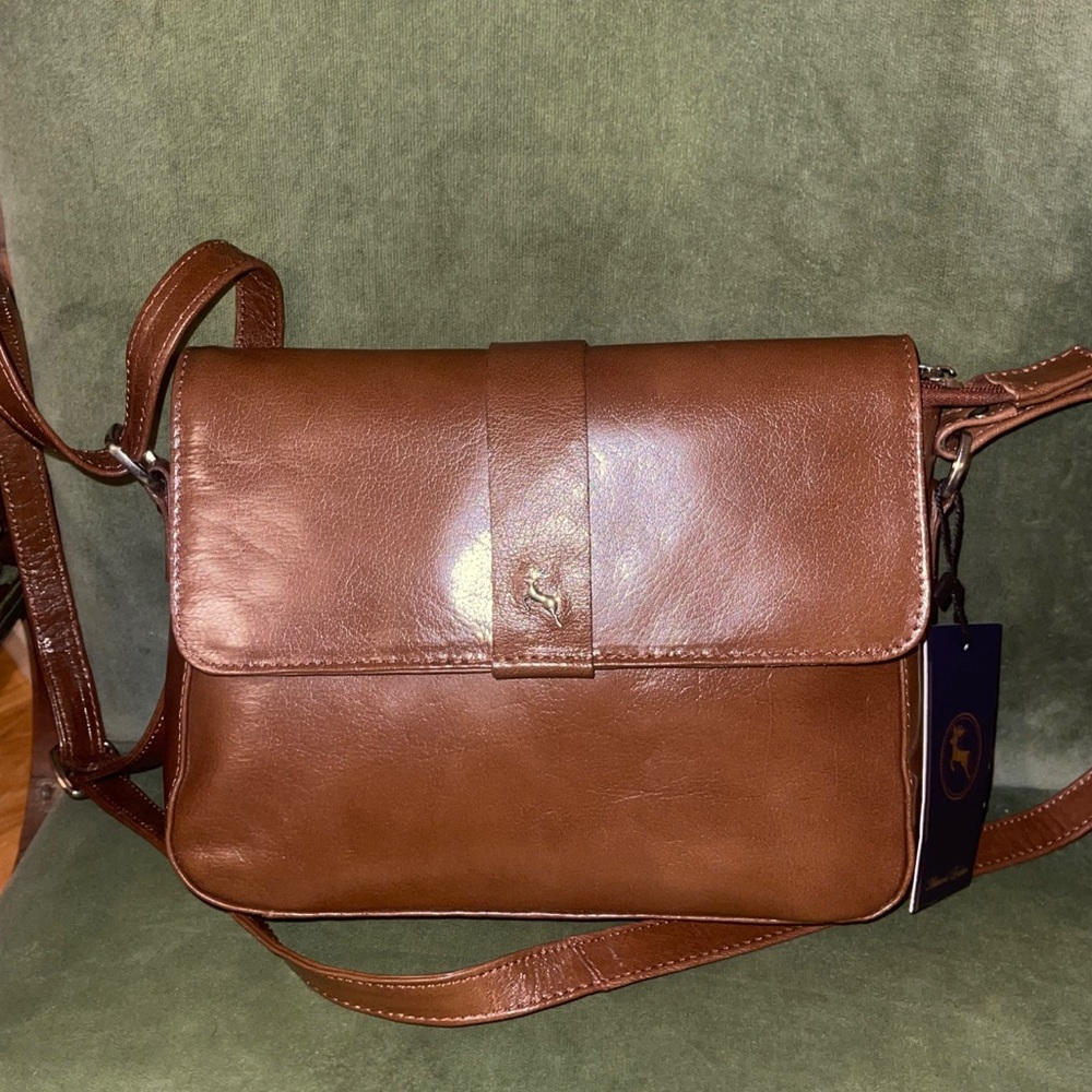 NWT Ashwood Leather UK Shoulder Purse Crossbody Bag Adjustable Strap in Brown